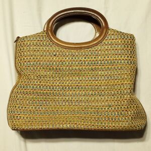 Vintage Woven and Leather Fossil Purse